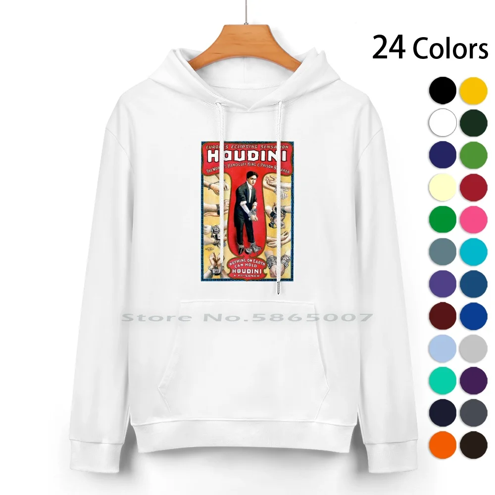 

Houdini Vintage Pure Cotton Hoodie Sweater 24 Colors Magician Vintage Harry Houdini Trick Escape Illusion Music 100% Cotton