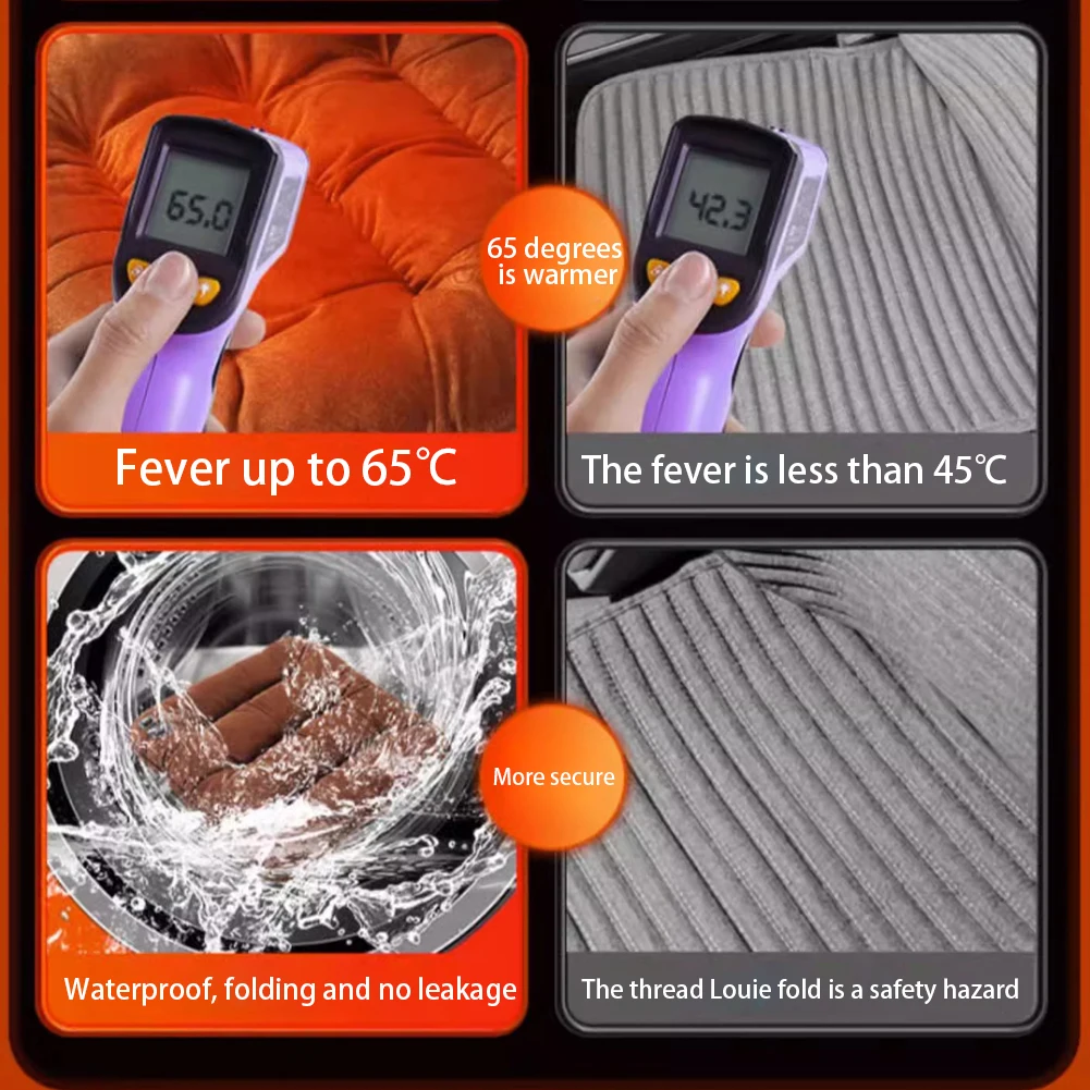 Adjustable Temperature Car Heated Seat Cushion Graphene Plush Seat Cushion 12V Universal Warm USB Heating Seat Cushion