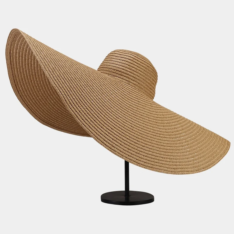 

Big Brim Foldable Solid Color Outdoor Sun Protection Straw Hat Uv Protection Shade Spring Summer Women Summer Cap Beach Hat