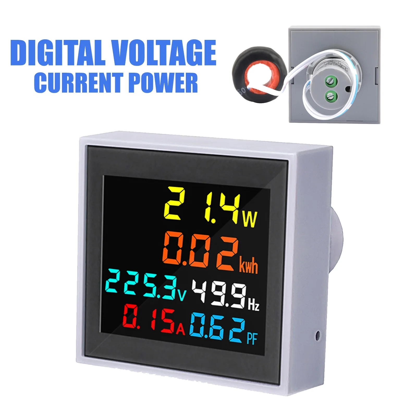 

100A AC 50~300V AC 250-450V Digital Voltage Current Power Electricity Display Frequency Meter Force Measuring Instruments Tools