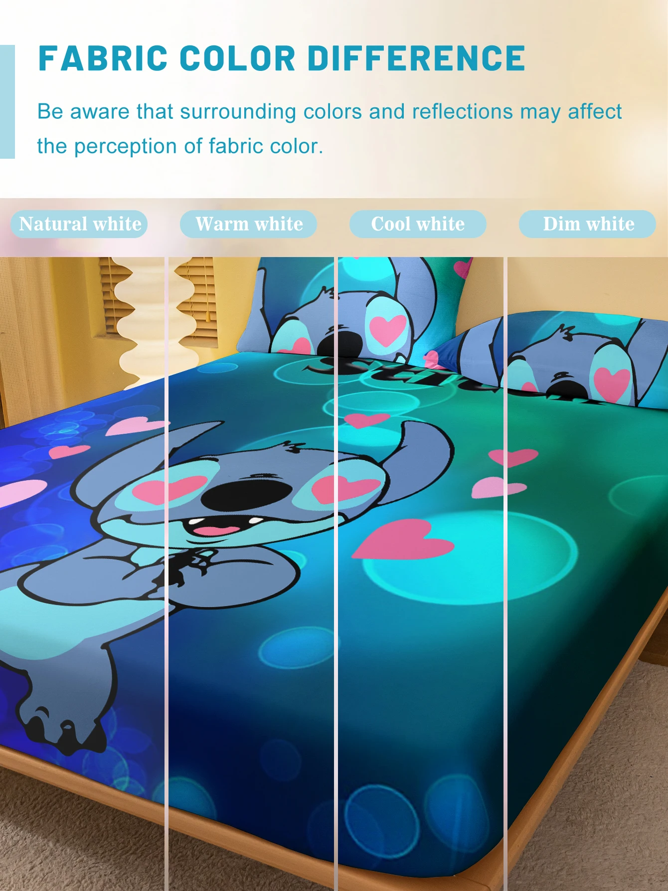 1 cartoon cute Stitch pattern digital printed frosted Fitted Sheet,bedroom printed bed cover,bedding(No pillowcase) 4