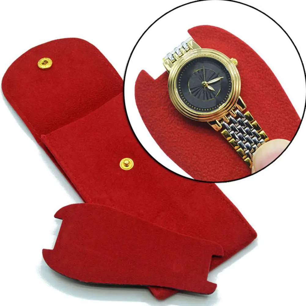Portable Watch Bag Gift Shock-proof Press Button Short Velvet Snap Design Jewelry Box Watch Packing Pouch