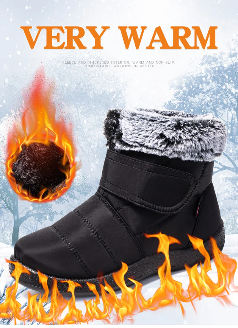 Womens Waterproof Boots Made Of Looped Rabbit Fur