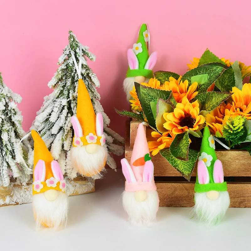 

1pc Easter Faceless Gnome Rabbit Doll Party Favors Kids Gift Toys Happy Easter Home Decorations Spring Hanging Bunny Ornaments