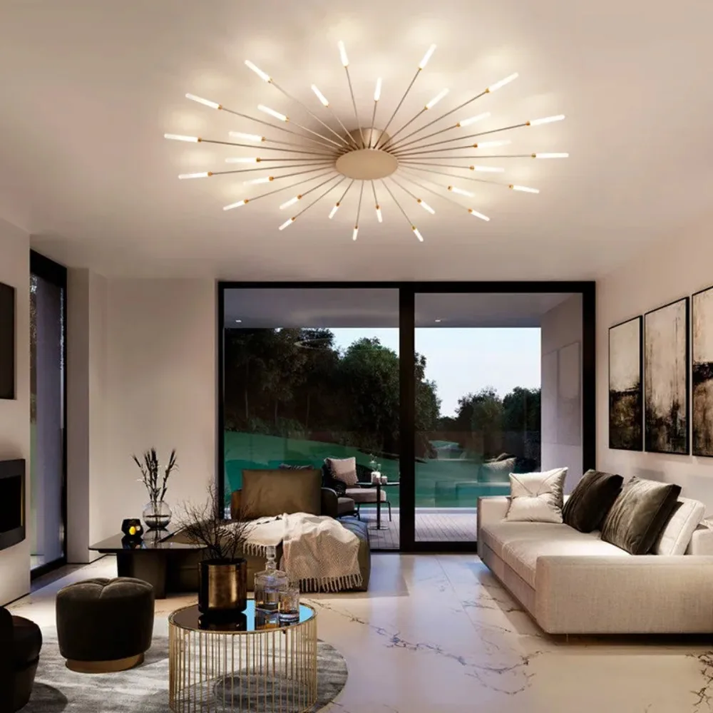 

Creative LED Ceiling Chandeliers Lights Firework Shape Home Decor Ceiling Lamps Living Dining Room Bedroom Villa Lampara Techo