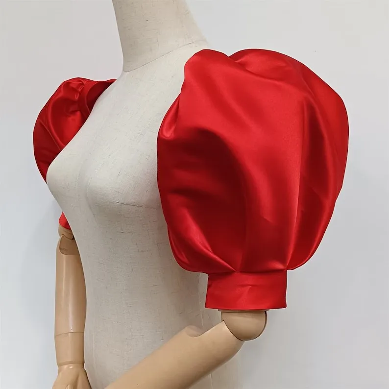 Wedding Dress Gloves Red Short Sleeves Cap Sleeves Formal Party Women Bride Sleeve Bridal Accessory Special Occasion