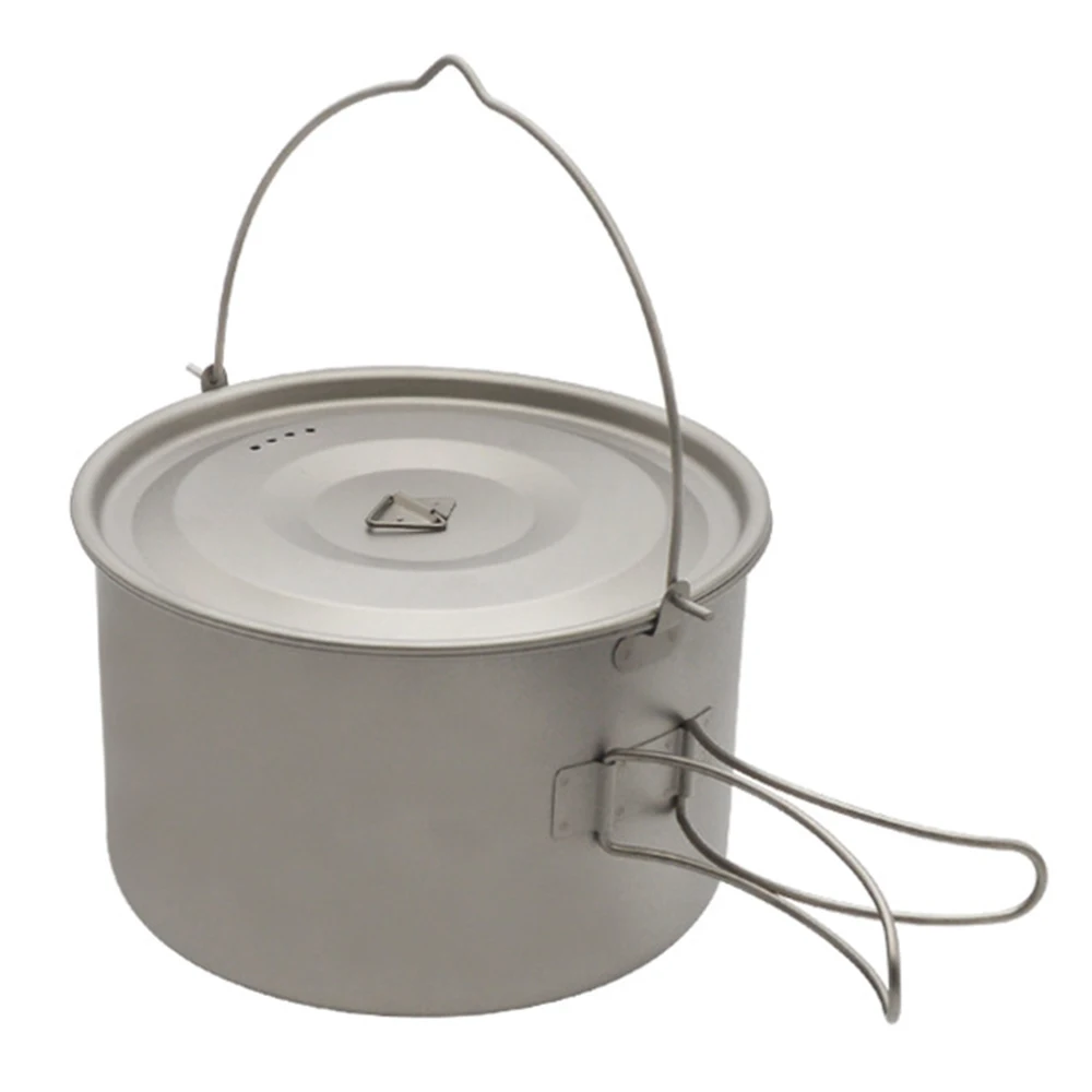 1,8 L/3l Titanium Pot Ultralichte Hangende Pot Met Deksel En Opvouwbaar Handvat Outdoor Camping Wandelen Backpacking Picknick Cookare