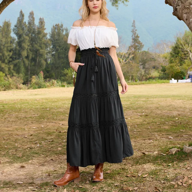 【PORTERNA】Resin Wind Long Skirt Light Beige High-Waisted Maxi Skirt - Raven Skirt | Marcella
