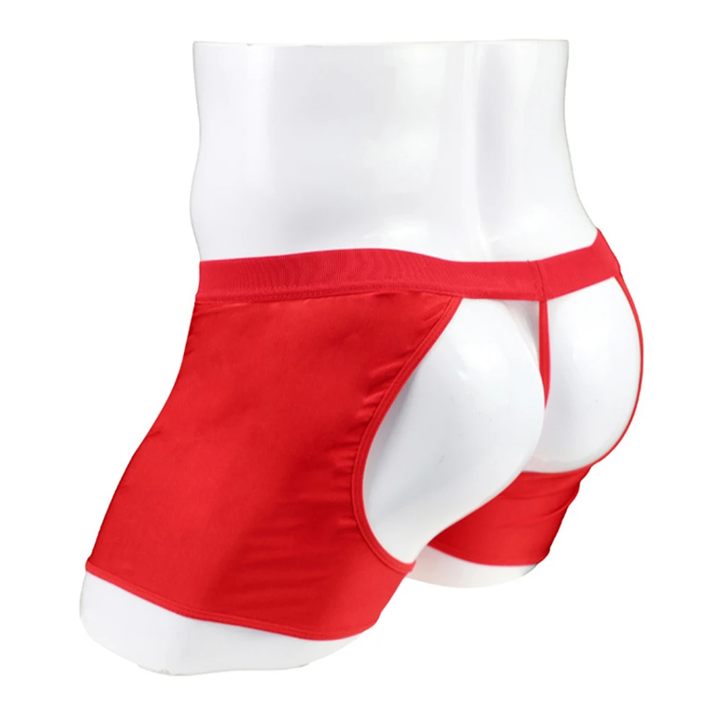 

Sexy Underwear Men Hollow Sheer U Convex Boxer Briefs Loose Shorts Middle Waist Knickers Breathable Panties Mens Tanga Slip