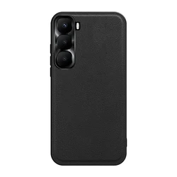 Magnetic Leather Shockproof Phone Case with Full Camera Protection and Textured Cortex Finish for Infinix Hot 70 (Black)