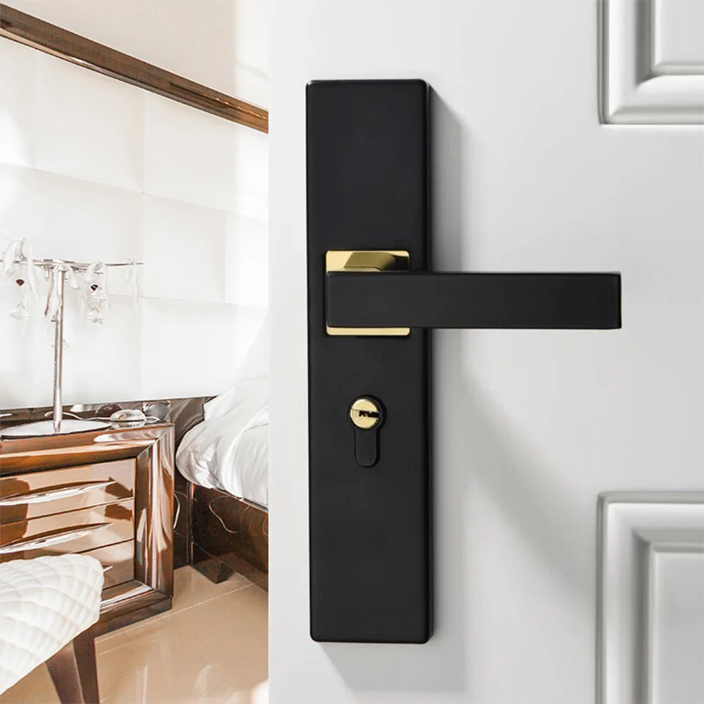 Mute Door Lock Anti-theft Door Handle Lock Split Handle Knobs with Keys Security Entrance for Interior Wood