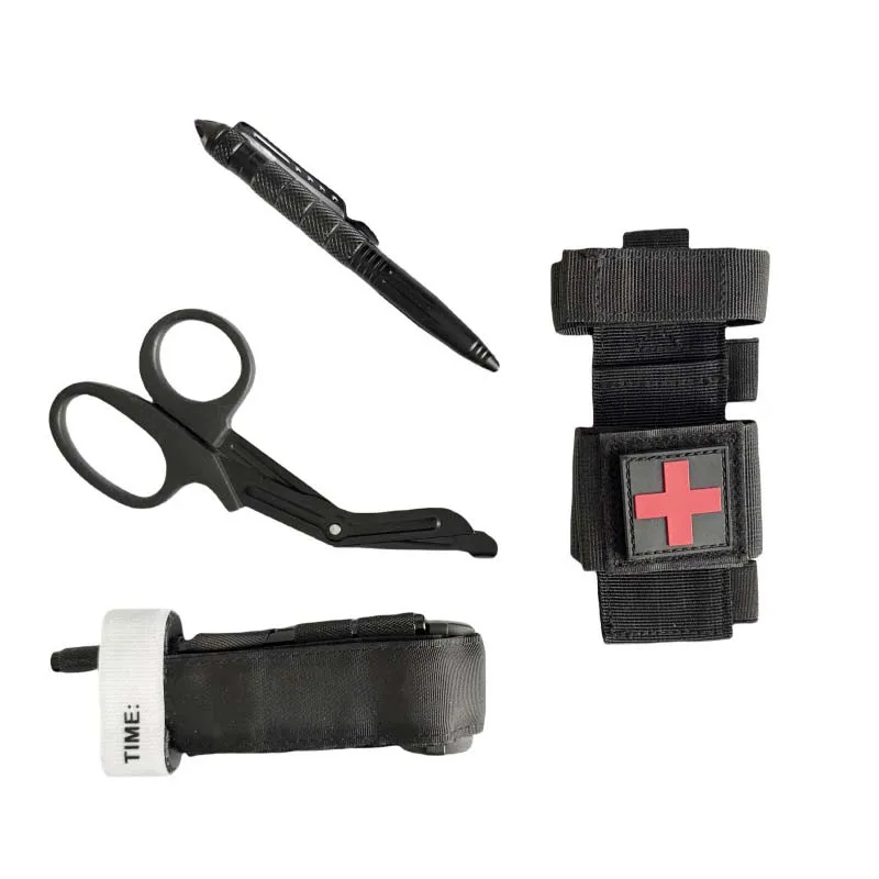 Tactical Tourniquet Set - Rotary Medical Emergency Strap with Tactical Pen & Scissors | Essential for Outdoor Survival, Combat, 5
