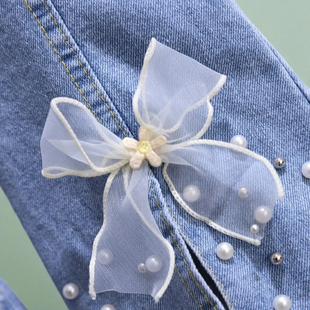 السراويل للفتيات الجينز المراهقين ملابس الأطفال فراشة طباعة السراويل ربيع الخريف الطفل الاطفال الملابس الجينز 6 8 10 12 14 Y