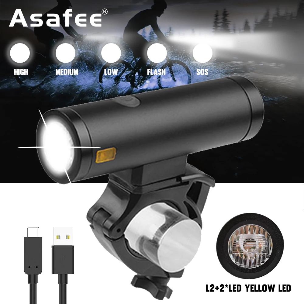

Asafee 800LM Bike Light T6 Bike Torch LED USB Rechargeable Torch Aluminum Alloy Bike Light