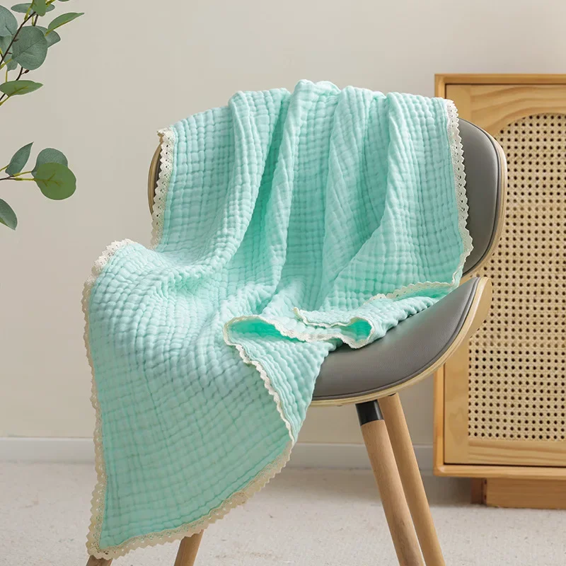 6 Layer Baby Blanket for Newborn Bath Towel Muslin Swaddle Cotton Receive Blanket Swaddling Wrap Lace Langer New Born Bedding