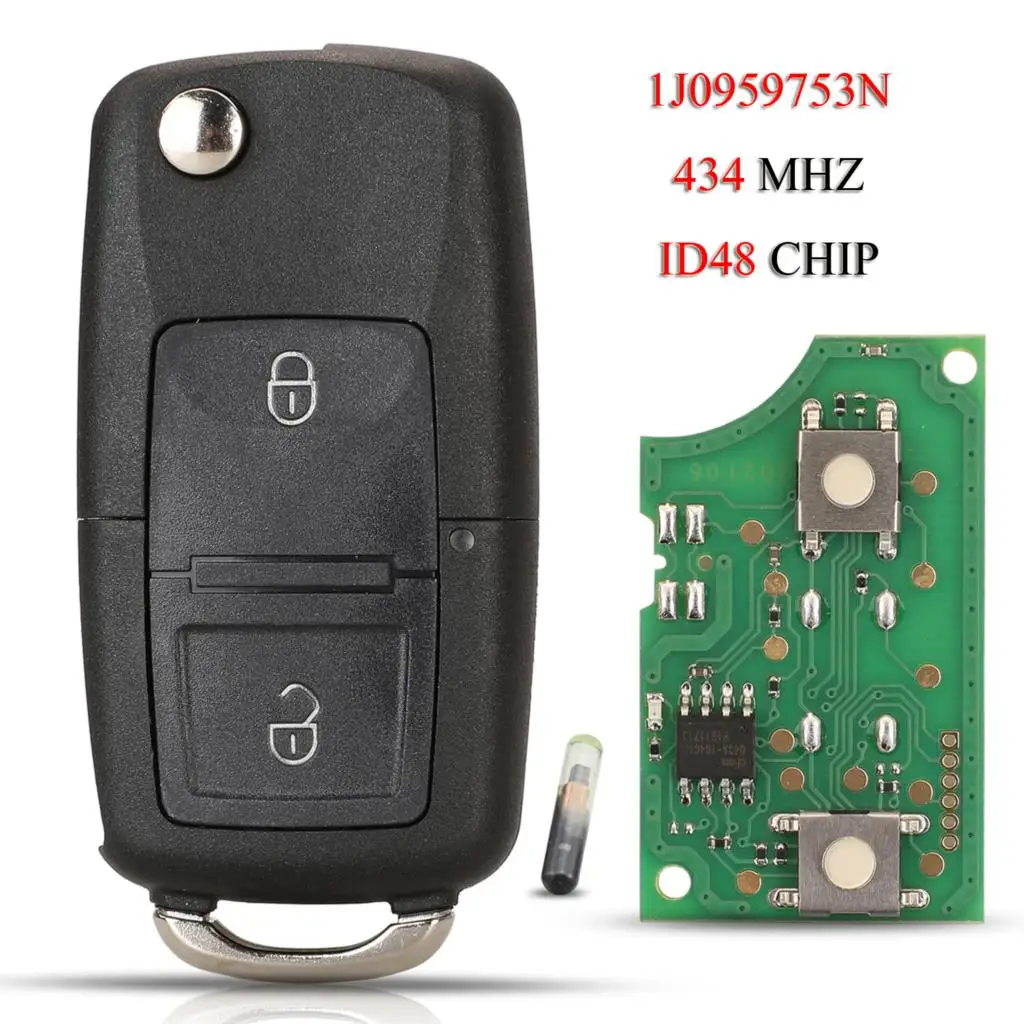 thumbnail image 1 of Llave remota Jingyuqin 315/434 MHz ID48 para Volkswagen VW Golf 4 5 6 Jetta Passat CC Tiguan Polo Beetle Touran 1J0959753AG/DA/AH/AM, 1 of 5