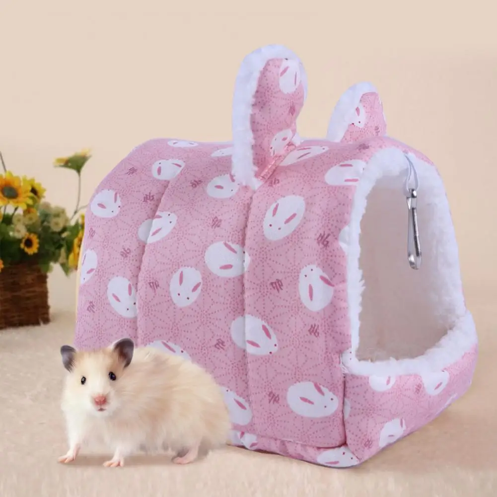 

Hamster Nest Semi-enclosed With Hanging Hook Cartoon Printed Pet Bed For Cold Weather Hamster House Guinea Pig Nest Small Animal