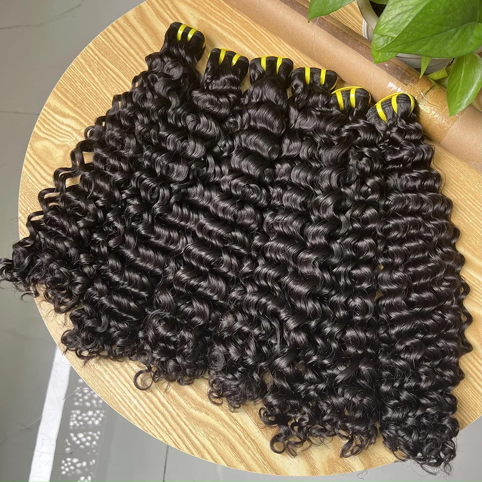 

Maki 10A Grade Double Drawn Deep Curly 100% Human Hair Bundles 10-30 inches Raw Hair Weave Extensions