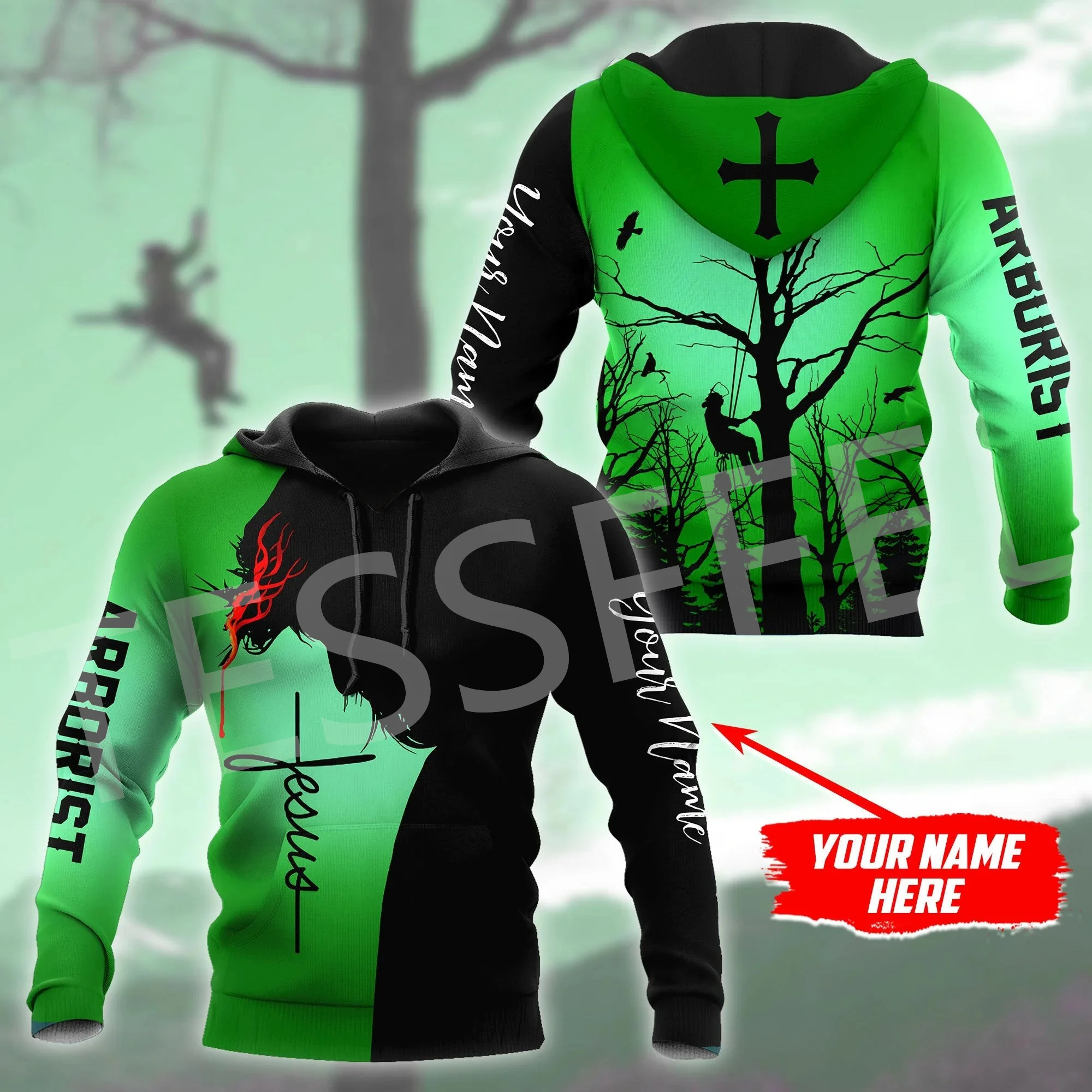 Nome Personalizzato Arborist Logger Motosega Carpenter Worker Tattoo Streetwear 3Dprint Pullover Harajuku Jacket Casual Funny Hoodies 12