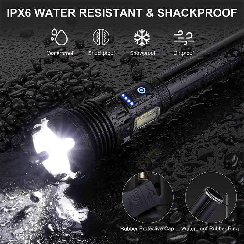 Rechargeable LED Flashlights 100000 High Lumens Zoomable 7