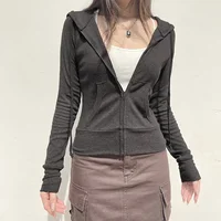 Casual Streetwear Basic Hooded Pockets Sweatshirt Tracksuit Solid Long Sleeve Hoodies Women 2024 Autumn Spring Fashion - Image 2