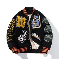 Embroidery Varsity Jacket Men Women | Letter Winter Baseball Jacket | Hip Hop Woolen Thick Warm Coat Parkas Brown