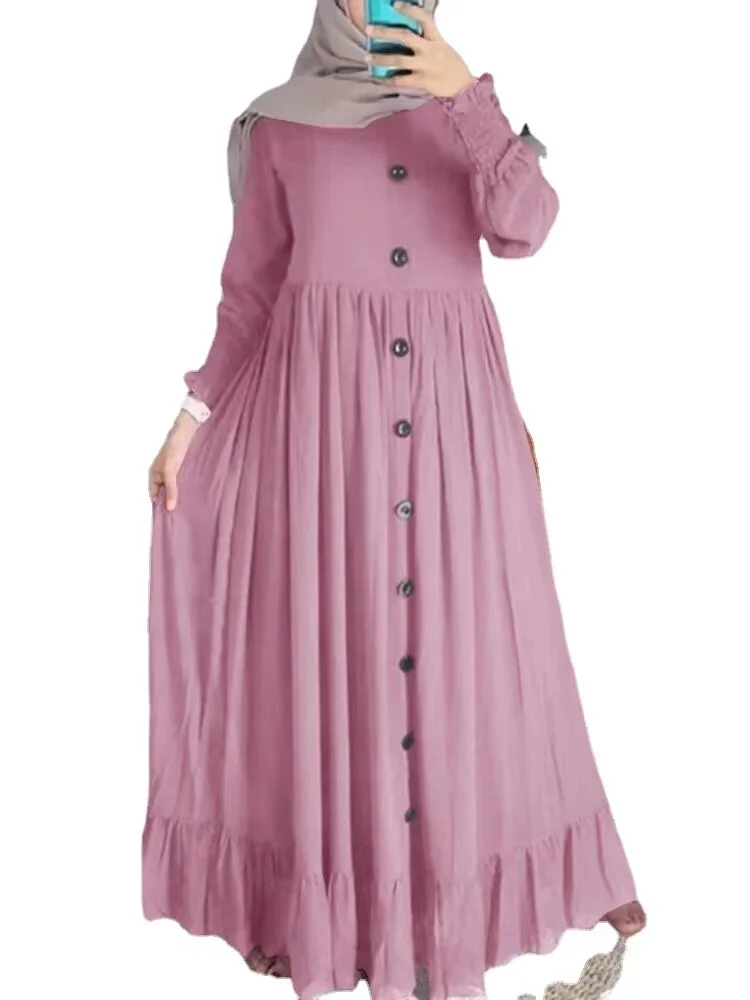 

Женское платье с завышенной талией, однотонное ТРАПЕЦИЕВИДНОЕ ПЛАТЬЕ в мусульманском стиле, весна 2022