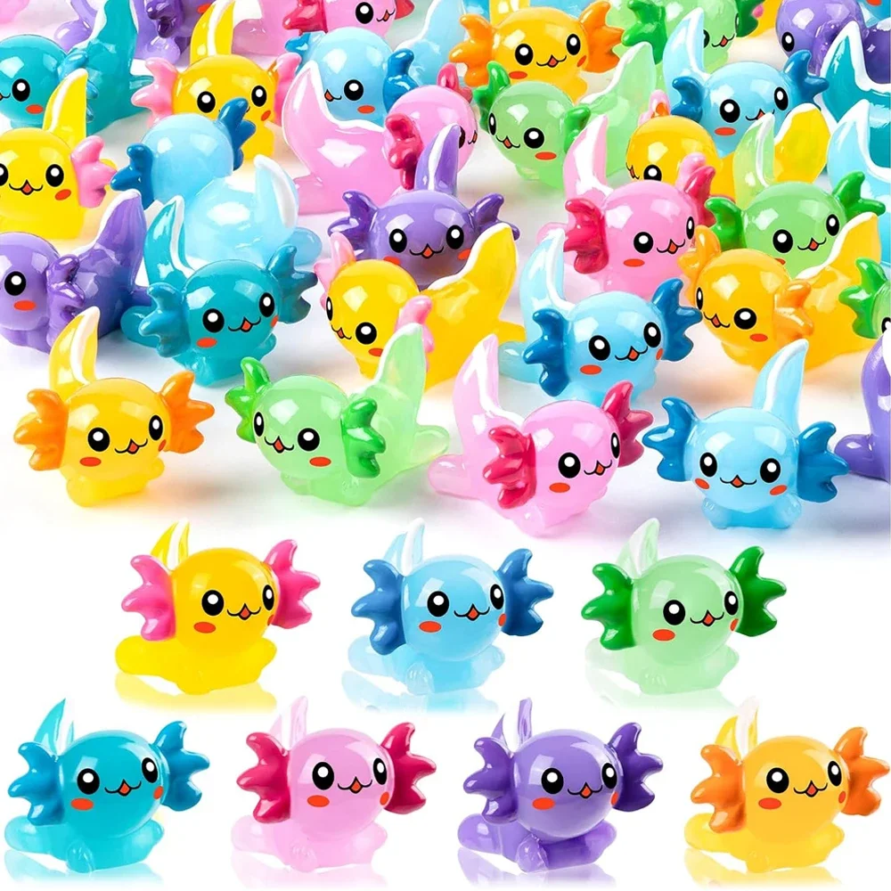 32 Miniature Axolotl Fosforescenti In Resina - Si Illuminano Al Buio! Simpatici Ornamenti Per Giardino, Terrario O Regalo