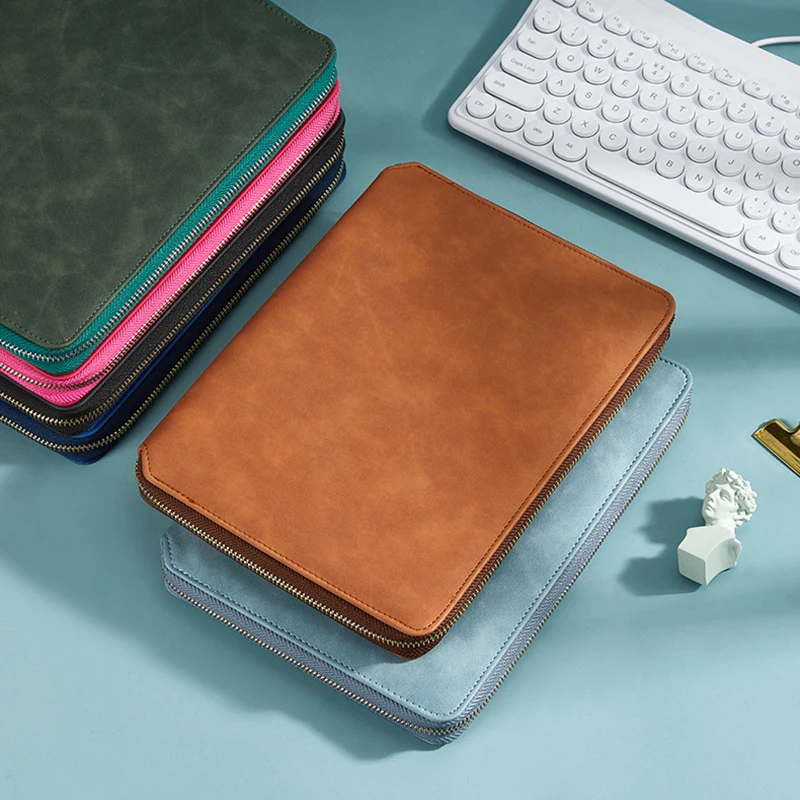 Zipper A5 Leather Business Notebook And Journal With Binder