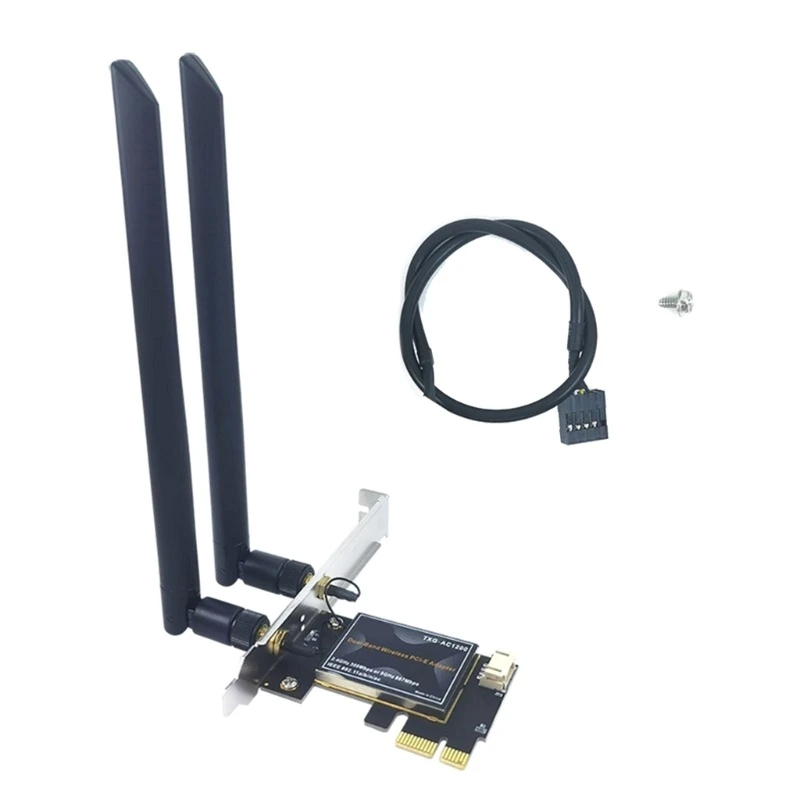 

Сетевые адаптеры PCIE, беспроводная карта Wi-Fi 1200 Мбит/с, 2,4 ГГц, 5 ГГц, карта Wlan, 2 антенны для эффективного настольного