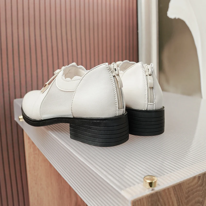 DIMANYU Female Sandals Genuine Leather 2024 New Medium Heel Women's Sandals Fashion Mesh Large Size Mom Shoes