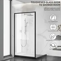 Shower Semi-Framed Glass Panel, 34"" W X 74"" H Shower Screen, 5/16"" (8Mm) Tempered Glass Shower Door, Fit For Walk-In 2