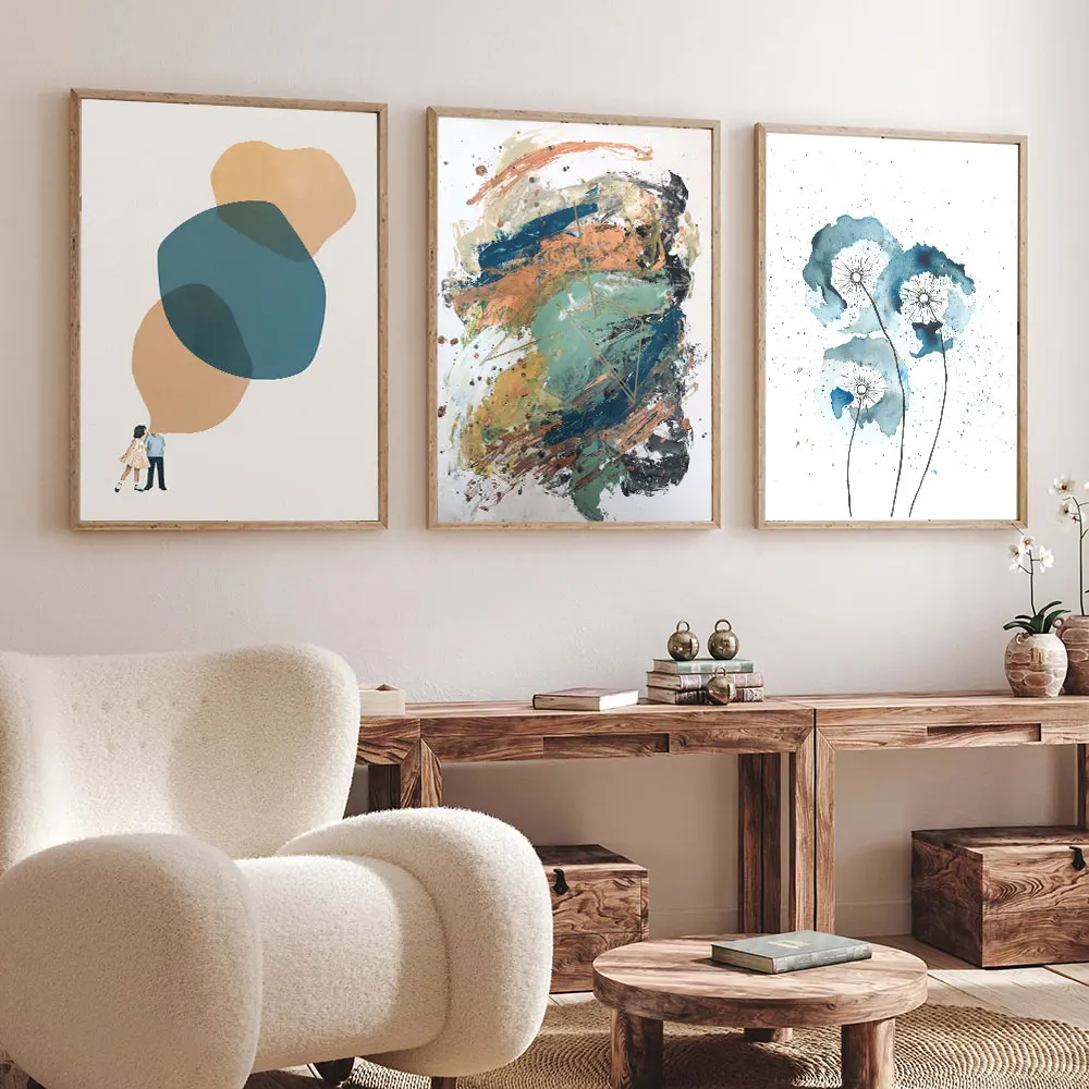 

Abstract Painting Flow Canvas Painting Dandelion Poster Watercolor Nordic Wall Paintings Wall Art Prints For Room Living Decor