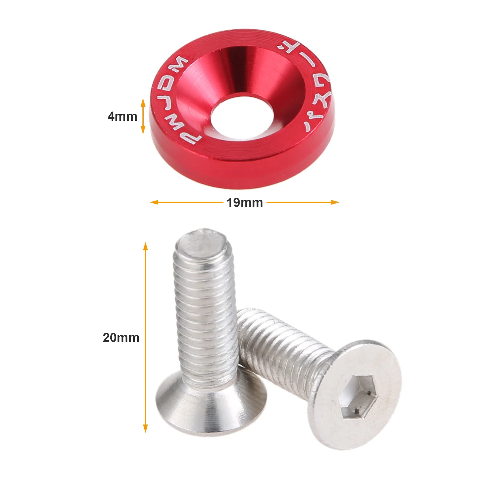 Auto Fasteners M6 Anodized Aluminum Fender Screw Washers Bolts for Automobile Fender Headlight Bumper Car Modified