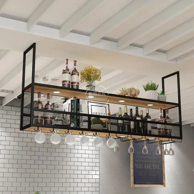 Bar Hanger Goblet Upside Down Hanger Hanging Cup Rack Wrought Iron Hanging Wine Rack Restaurant Storage Cabinet Home