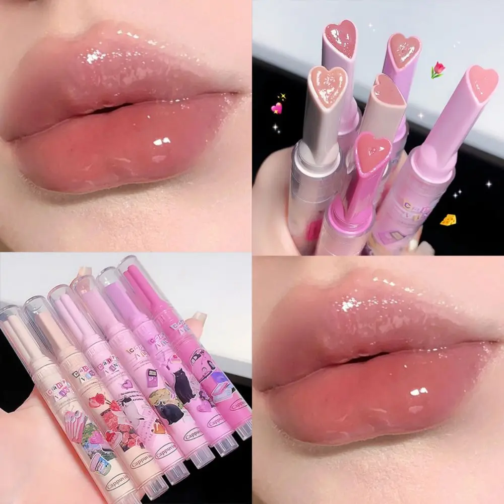 

Waterproof Jelly Mirror Lipstick Lip Tint Long Lasting 6 Colors Heart Shape Lip Glaze Sweet Moisturizing Solid Lip Gloss Women