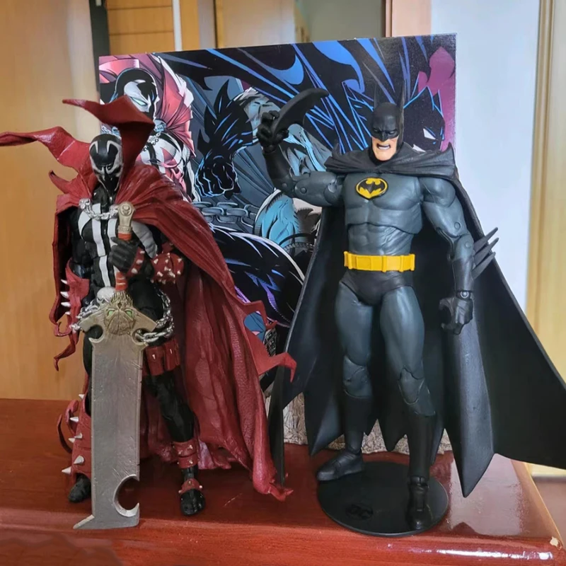 Originale Mcfarlane Dc Toys Batman E Spawn Double Suit Anime Action Figure Da Collezione Statue Series Regalo Di Natale