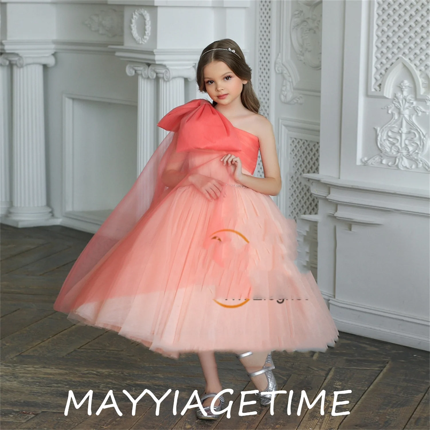 

Sparkle Sleeveless Flower Girl Dresses for Birthday 2023 New Summer Ankle Length Communion Wedding Party Gowns with Bow