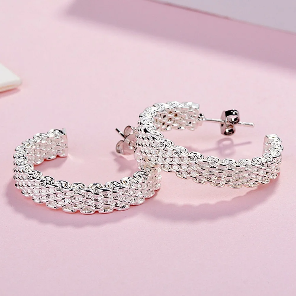 Popular fine 925 Sterling Silver charms stud Earrings for Women Creativity Christmas Gifts Street all-match party Jewelry - Image 2