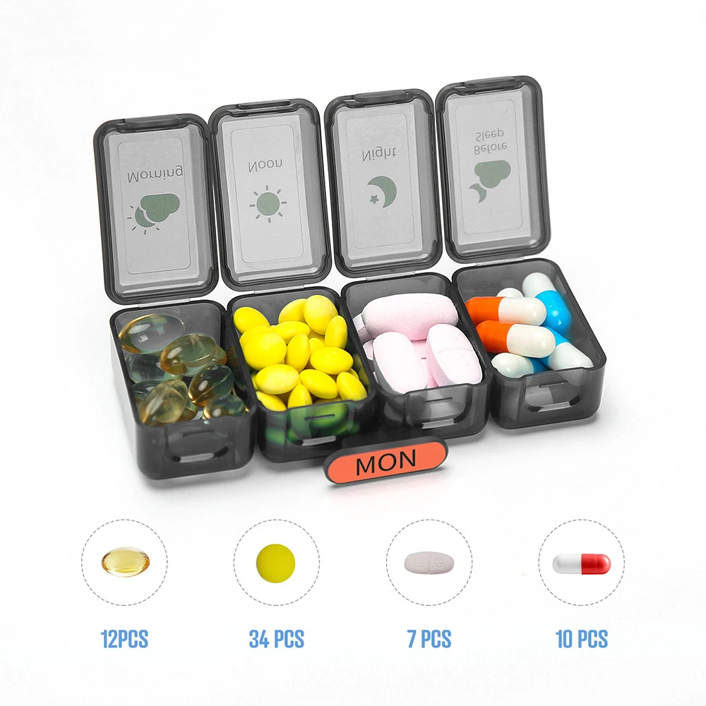 Deluxe Weekly Pill Organizer with Multiple Daily Compartments for Medications and Supplements