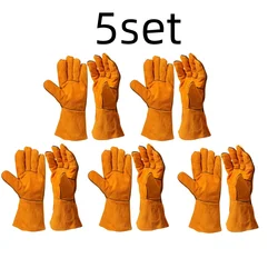 Heat & Fire Resistant Durable Leather Gloves (5set)