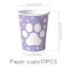 Purple Puppy Paw Birthday Party Decoration Disposable Tableware Black Dog Paw Straws Cup Plate Kids Favor Gifts Party Supplies 3