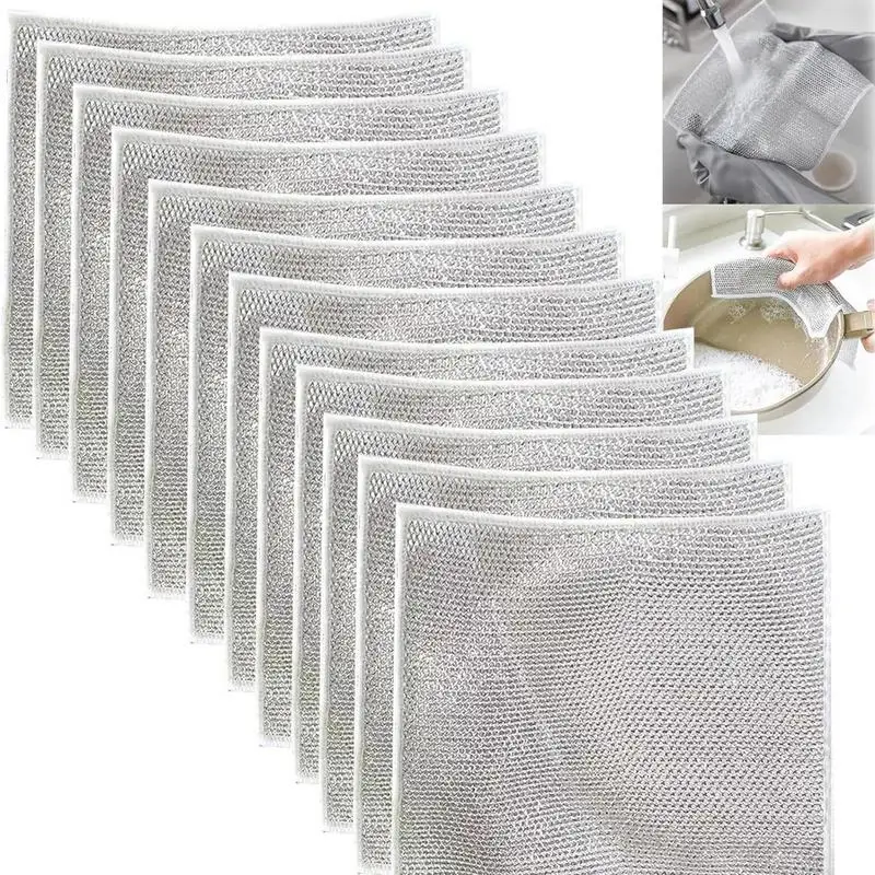 20cm Steel Wire Cleaning Cloth Non -stick Oil Iron Dishrag Kitchen Pan Pot  Dishes Cleaning Rag Household Cleaning Tools - AliExpress