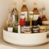 Creamy White Rotatable Round Tray Countertop Multi Purpose Storage Tray Rotating Storage Rack 5