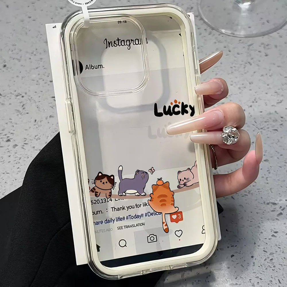 Whimsical Cat Design Clear Phone Case