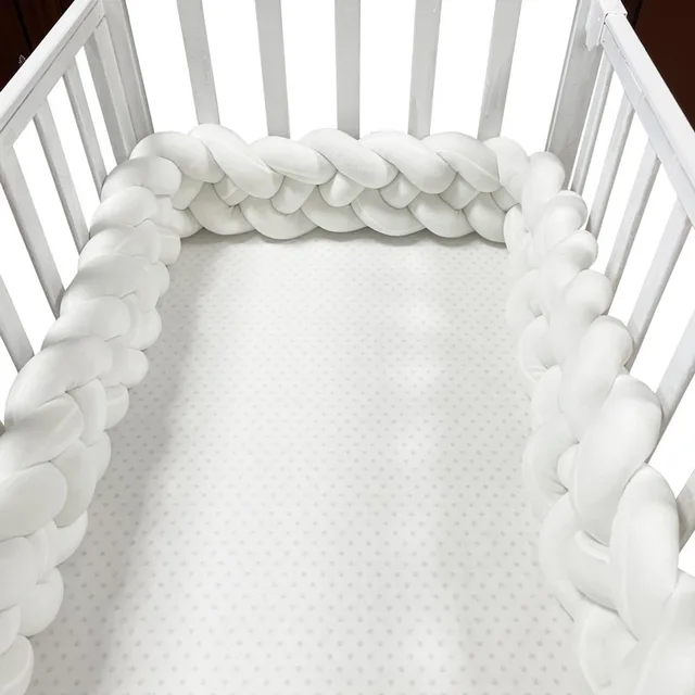 White Braided Crib Bumper Knotted Rope Ball Kont Pillow Baby Safety Bed Rail Soft Cushion Anti Collision Guard for Kids Nursery 5