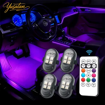 Luci LED Decorative per Auto, Lampada Atmosfera Wireless/Telecomando |   Modalità Multicolore |   Ricarica USB |   Per interni, griglia, luce di segnalazione