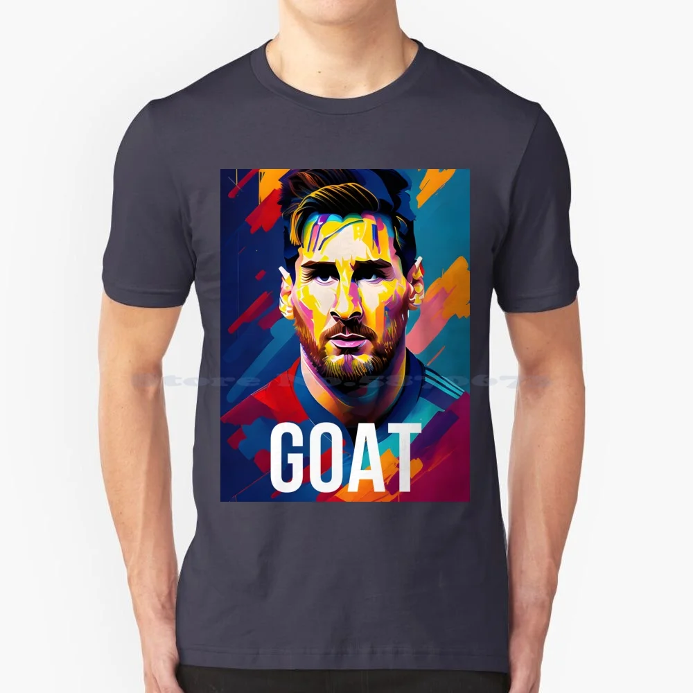 The Goat T Shirt 100% Cotone Tee Gost Leo The Goat Football Soccer Painting 10 Argentina
