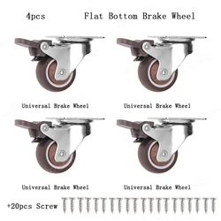 Set of 4 Heavy-Duty Rubber Swivel Casters for Furniture and Cabinets - Quiet and Smooth Rolling (4pcs Brake)