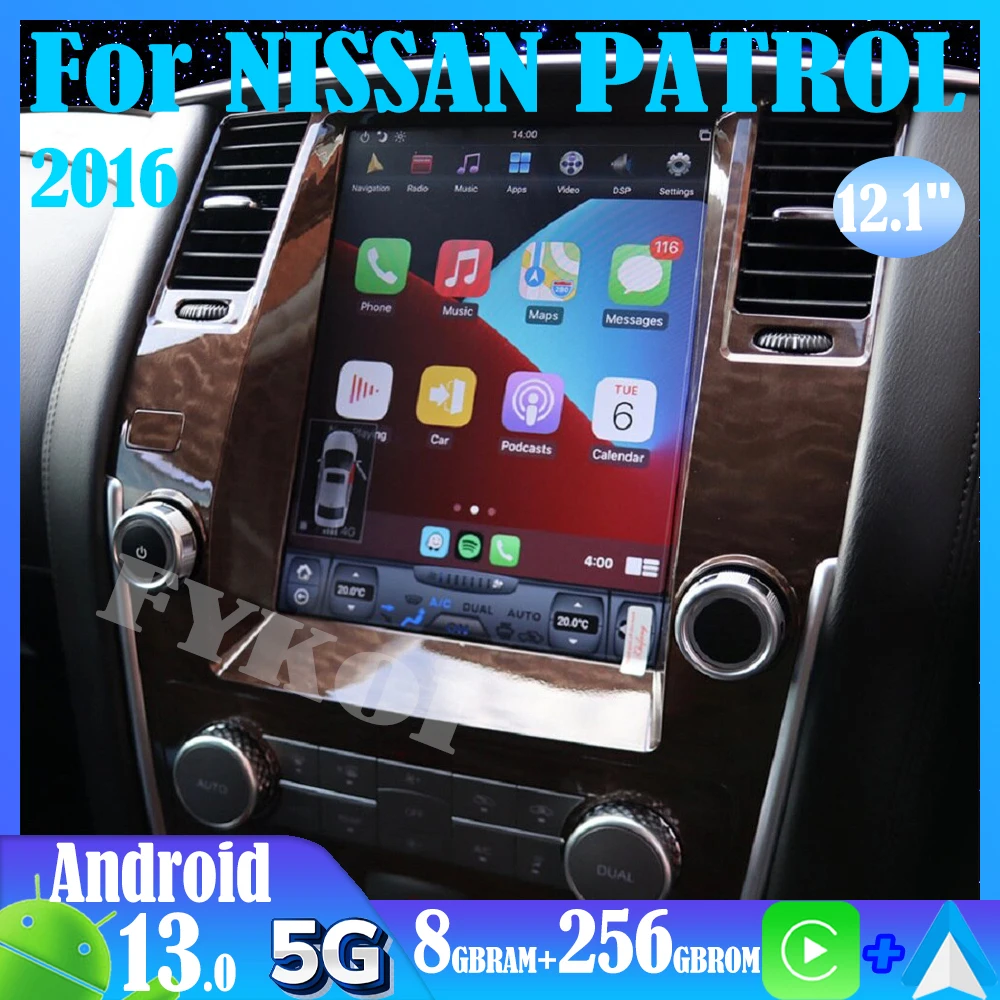 

Android 13 For NISSAN PATROL 2016 Car Radio Automotive Multimedia Tesla Style Carplay Auto Bluetooth WIFI 4G DSP GPS Navigation
